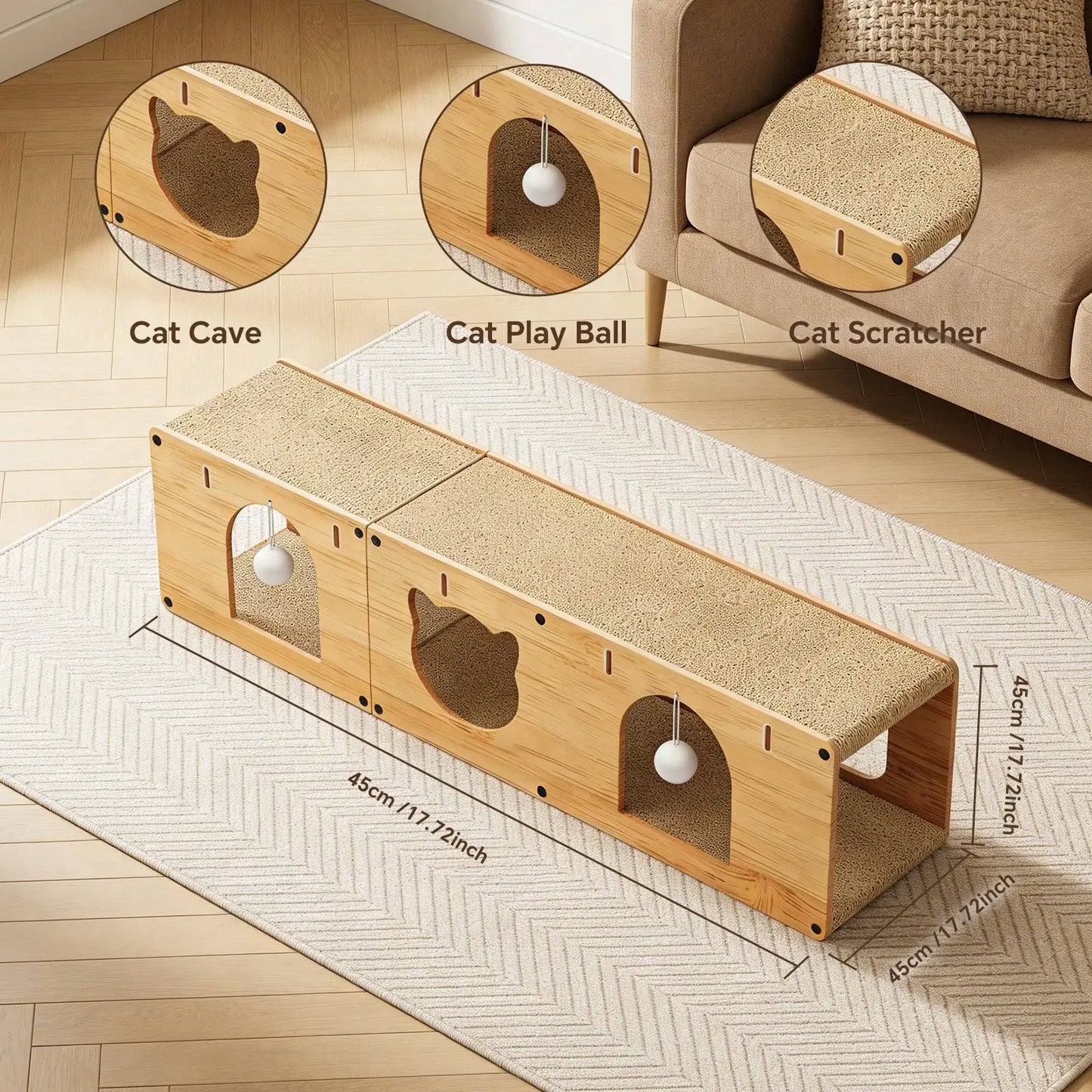 Ultra Large Luxury Cat Nest Tunnel With Double Scratching Boards