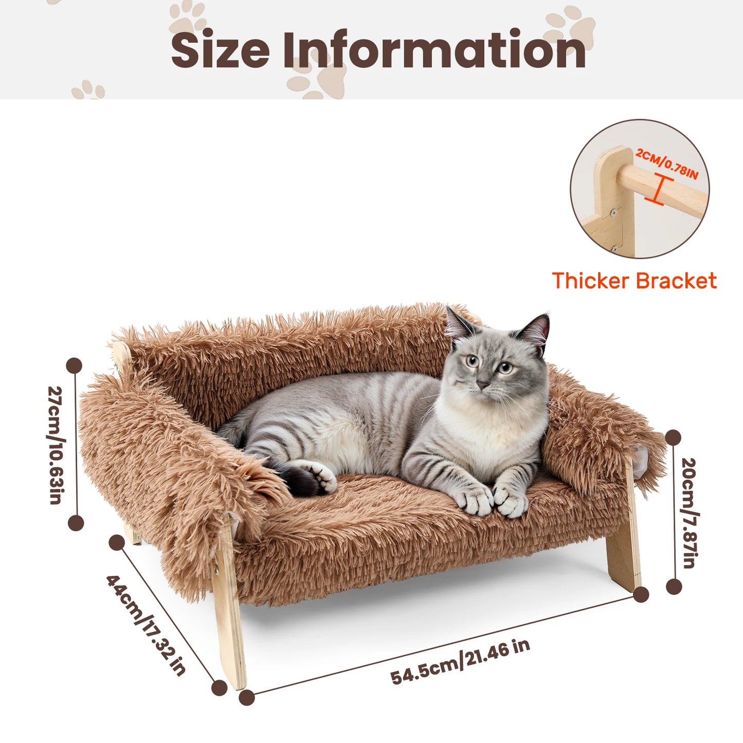 Wooden Leg Raised Cat Sofa Bed With Plush Cushion For Indoor Cats