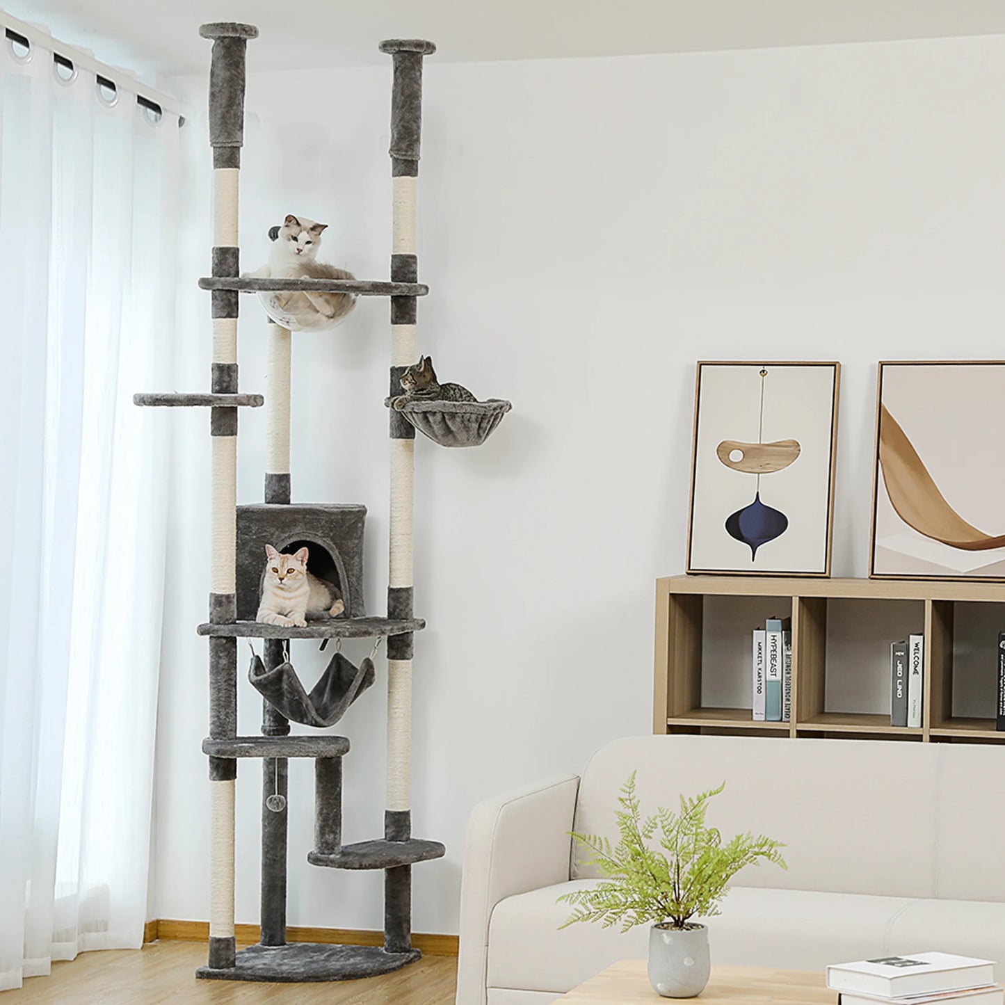 PAWZ Road Multi Level Cat Tree For Indoor Cats With Condo Hammock
