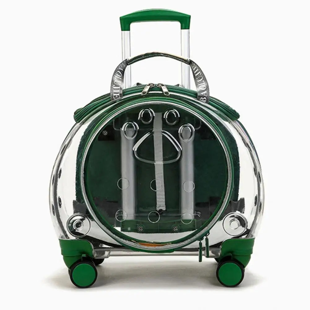 Pet Trolley Carrier For Cats And Dogs With Clear Ventilation And Silent Wheels