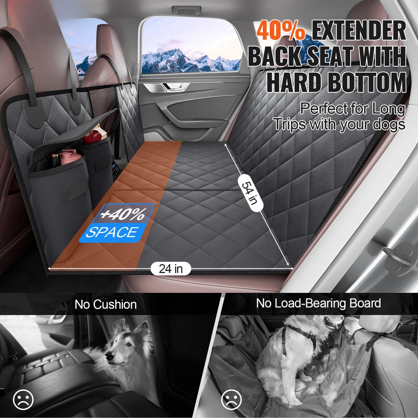 SucceBuy Back Seat Extender Dog Hammock For Car Waterproof Hard Bottom