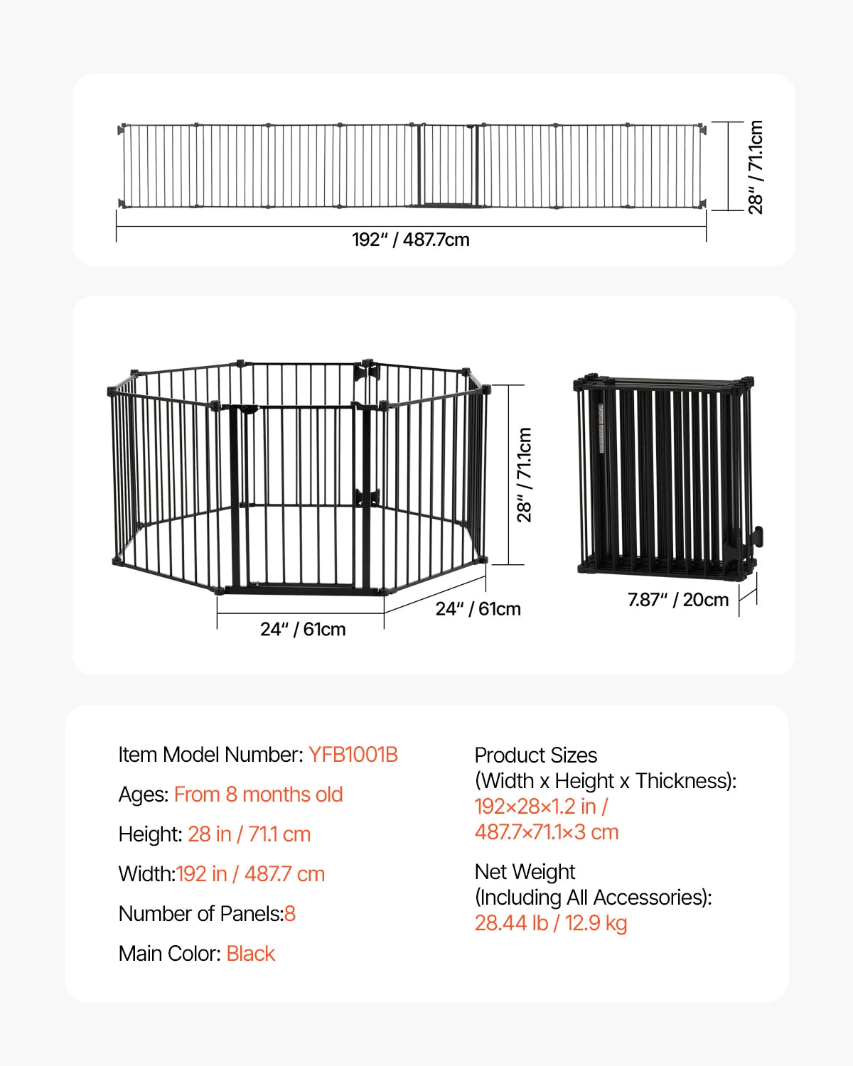 SucceBuy Baby Gate Pressure Mount Walk Through Pet Gate