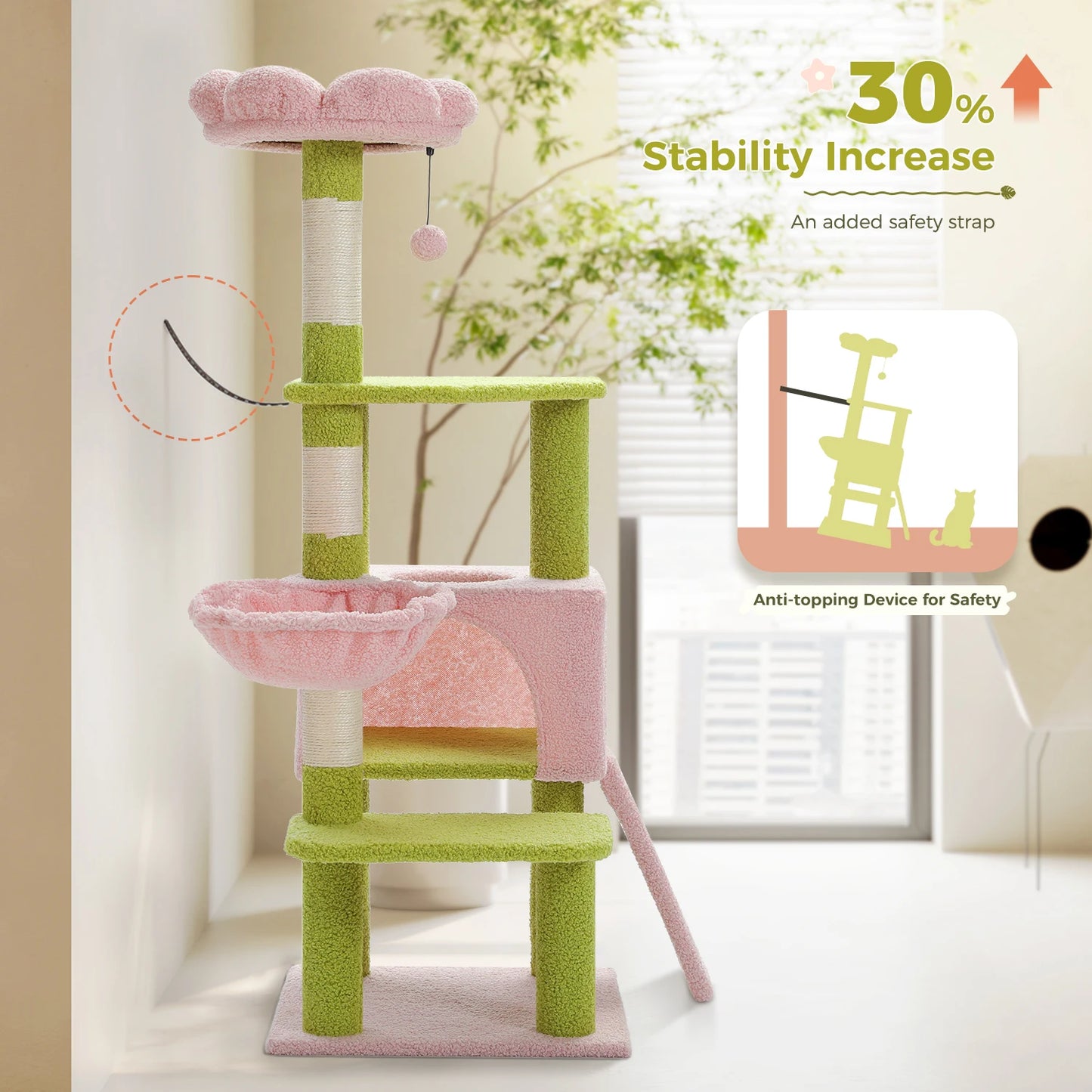 PEQULTICN Flower Cat Tree Multi Level Cat Tower Sisal