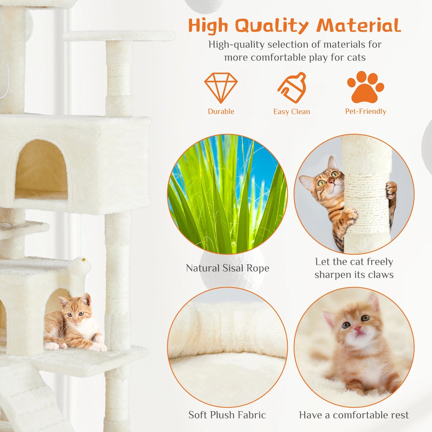 JHK Multi-Level Cat Tree Tower With Indoor Sisal Scratching Post
