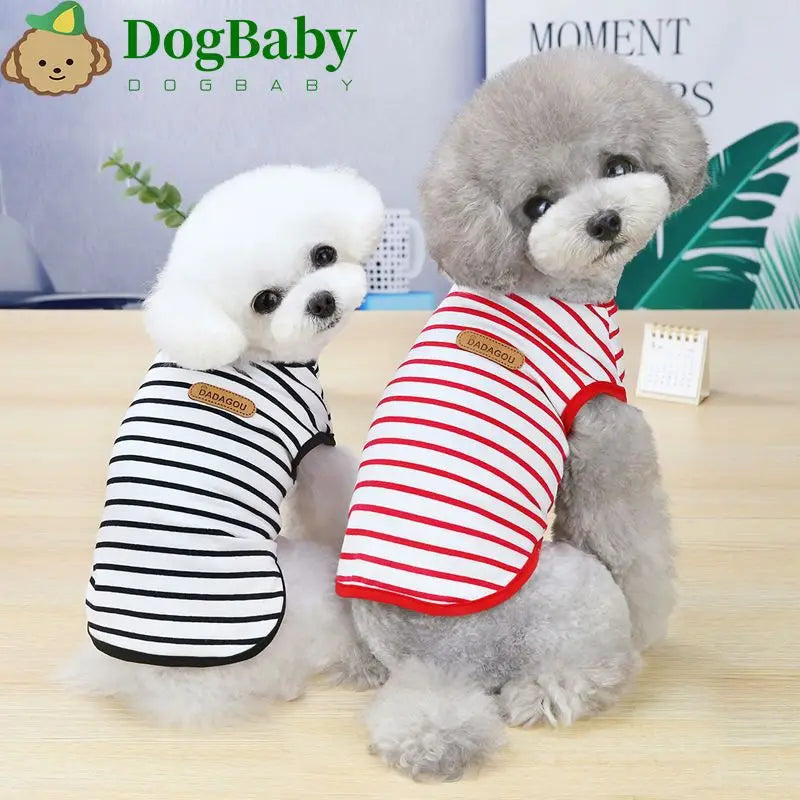 Classic Stripe Sleeveless Pet Vest Breathable Summer Outfit