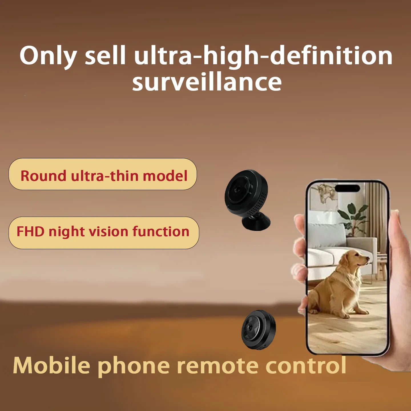 Brand Smart Compact Camera Wireless Mini Full Hd Night Vision Camera Suitable for Home Pet and Vehicle Monitoring Home Use Wifi Connected to Mobile Phone Remote Mini Portable Camera Motion Detection Alarm Non-Concealed Pinhol