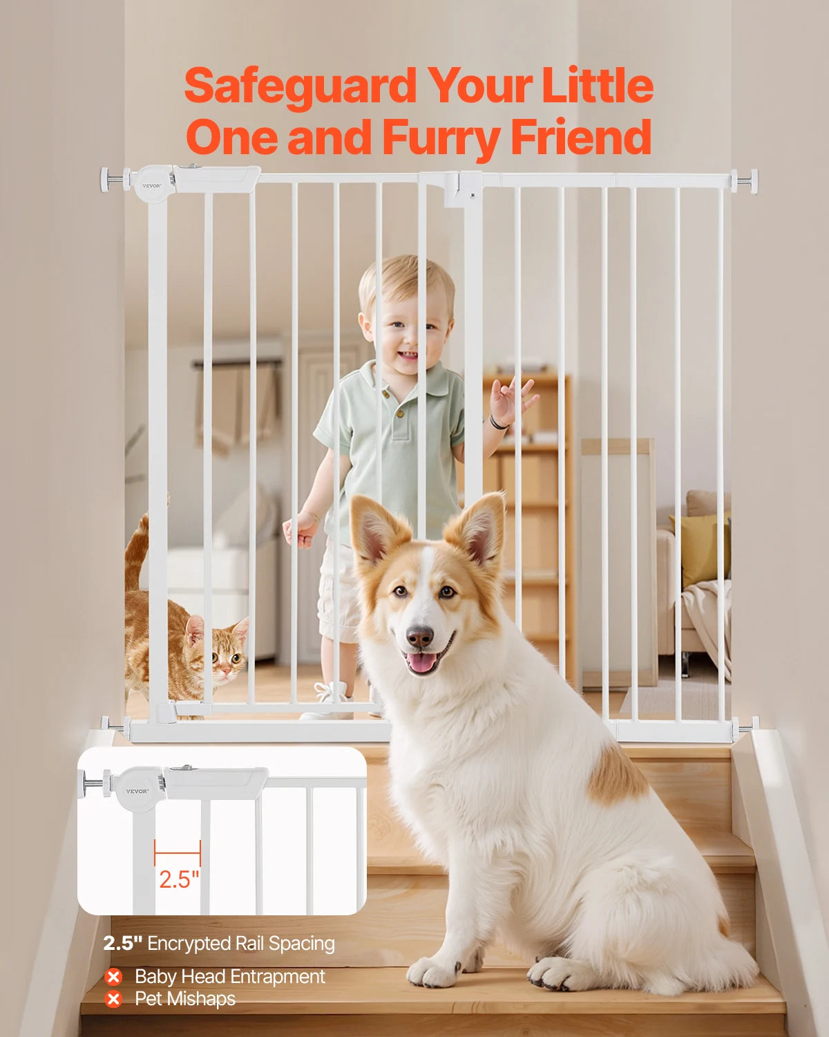 SucceBuy Baby Gate Pressure Mount Walk Through Pet Gate