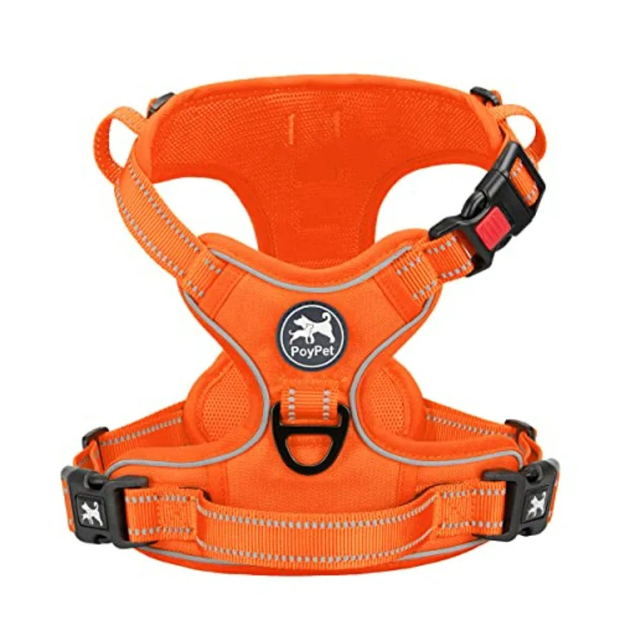 Pull Dog Harness, Choke Front Lead Dog Reflective Harness, Adjustable Soft Padded Pet Vest with Easy Control Handle for Small t