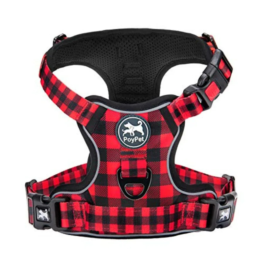 Pull Dog Harness, Choke Front Lead Dog Reflective Harness, Adjustable Soft Padded Pet Vest with Easy Control Handle for Small t