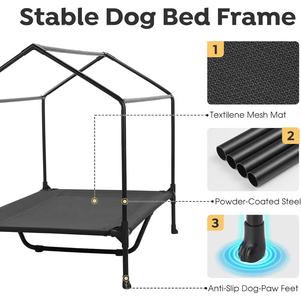 2-In-1 Outdoor Indoor Dog House And Cot Bed Shelter