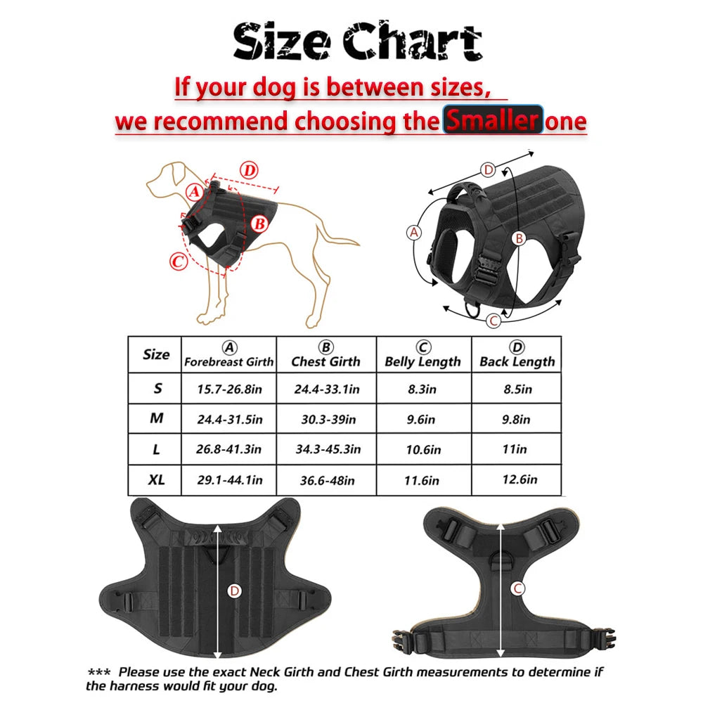 PETRAVELCN Tactical Dog Harness Leash Set For Large Dogs