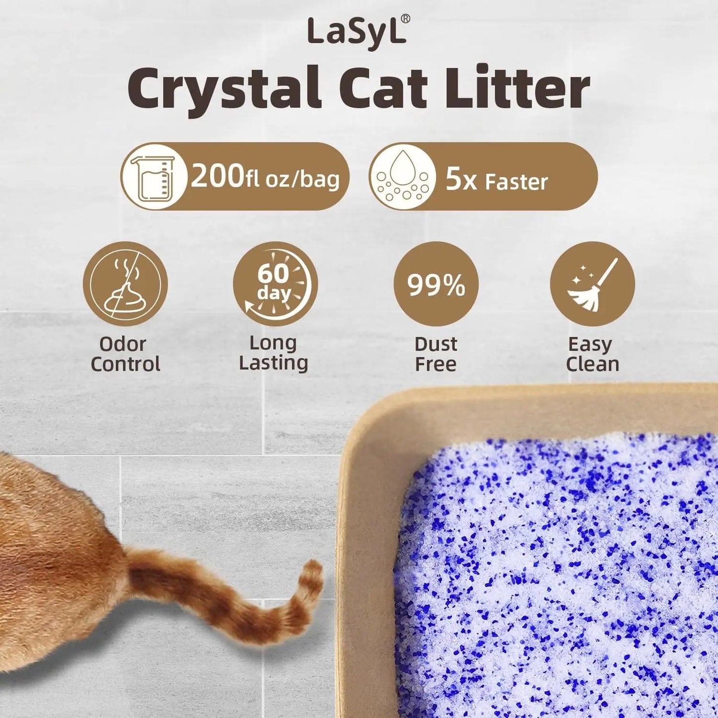 Crystal Cat Litter With Silica Gel Long Lasting Odor Control Safe For Pets