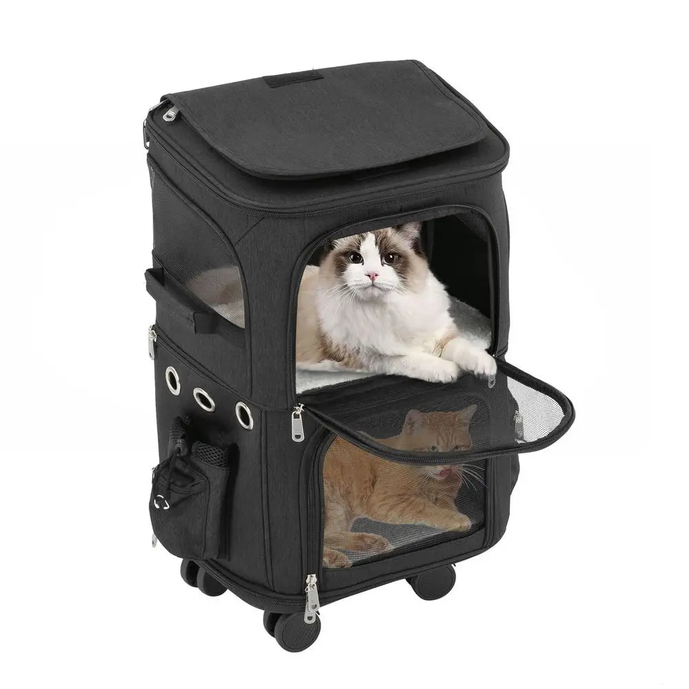 Pet Carrier Trolley Bag with Wheels for Small Cats and Dogs, Perfect for Traveling Taking a Walk Trips to The Vet, for Up to 22
