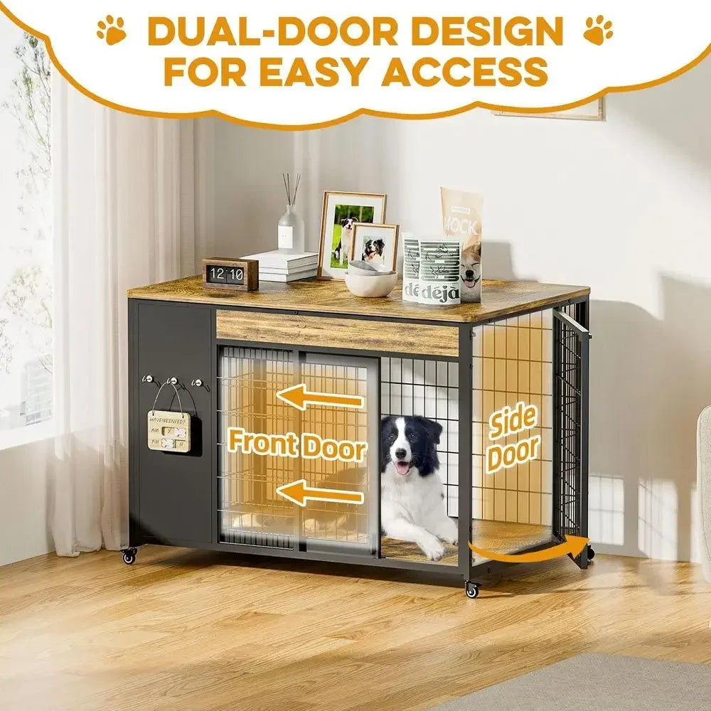 Indoor Dog Crate End Table With Sliding Door Kennel