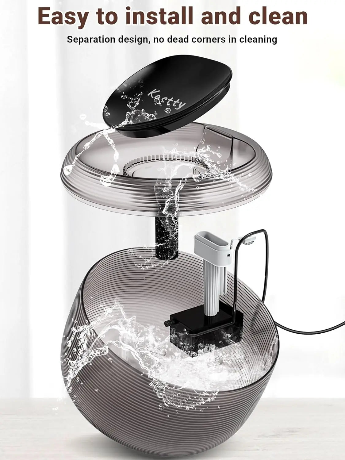 3.5L Quiet Cat Water Fountain with LED Light, Large Capacity Pet Fountain for Cats and Dogs, Easy Cleaning