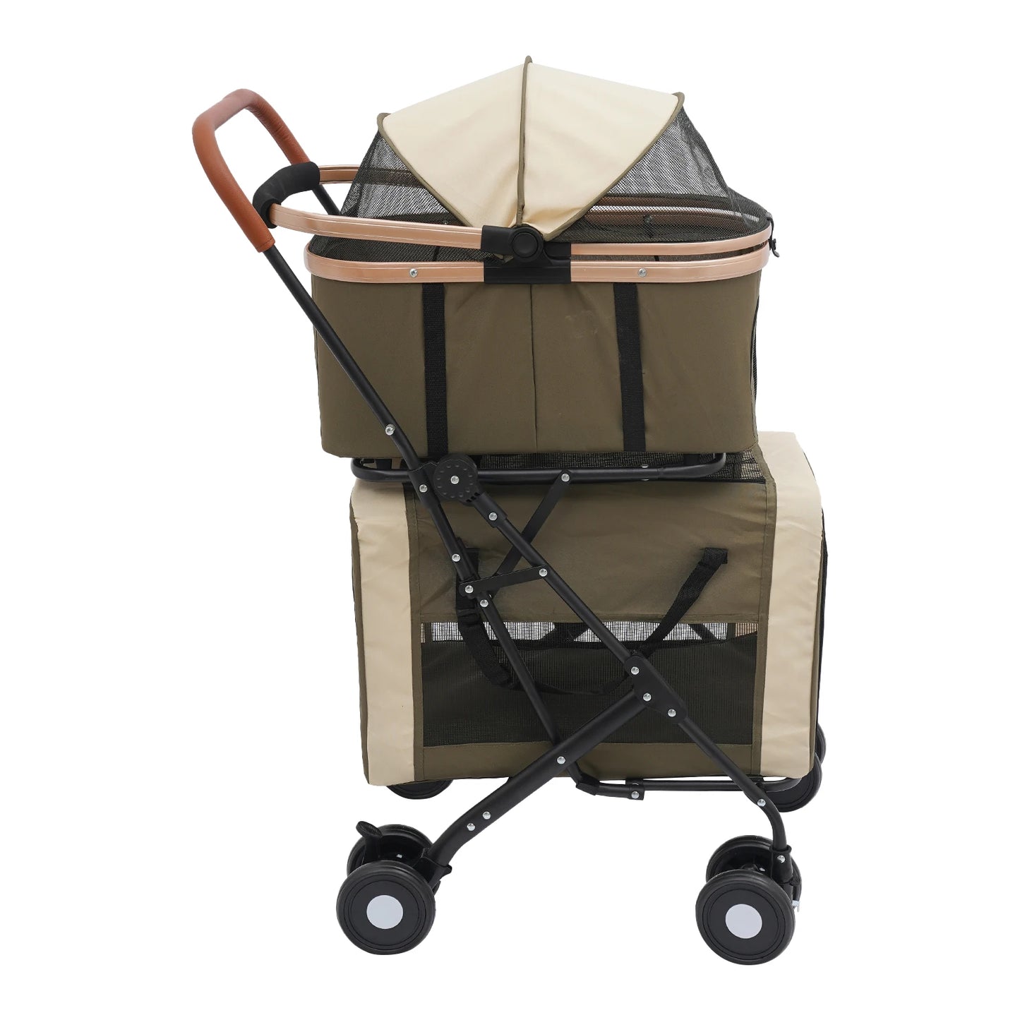 3-In-1 Foldable Pet Stroller With Dual Carriers 77lbs