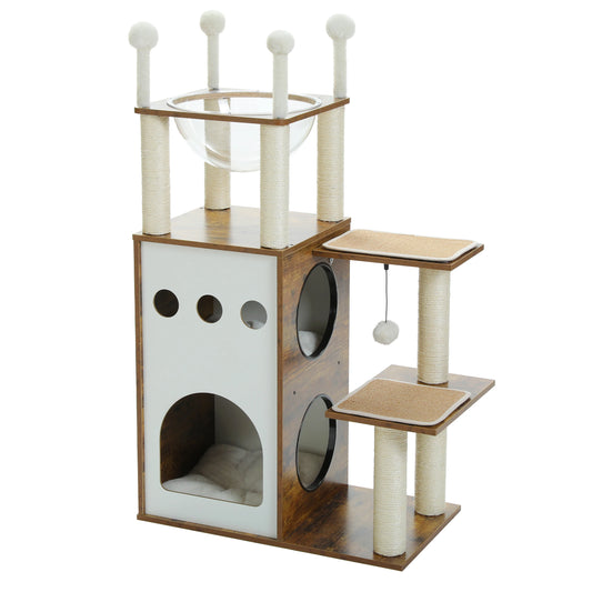 PETEPELACN Modern Cat Tree Tower With Condo And Scratching Posts