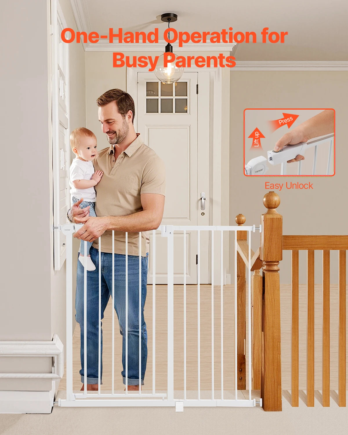 SucceBuy Baby Gate Pressure Mount Walk Through Pet Gate