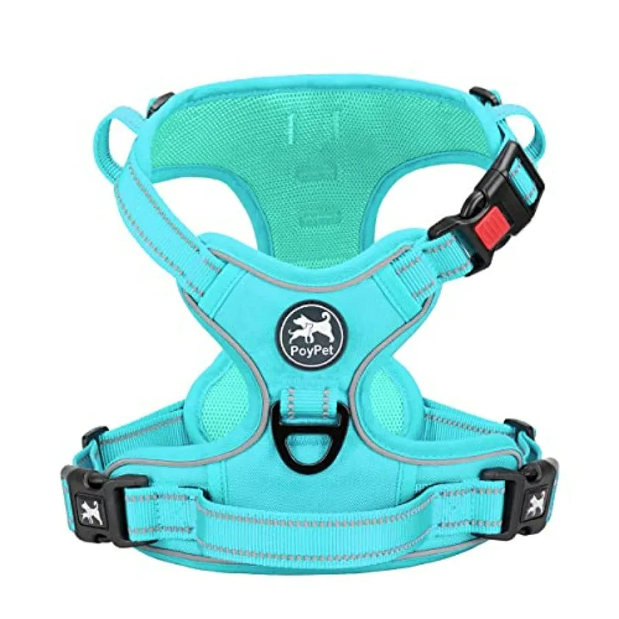 Pull Dog Harness, Choke Front Lead Dog Reflective Harness, Adjustable Soft Padded Pet Vest with Easy Control Handle for Small t