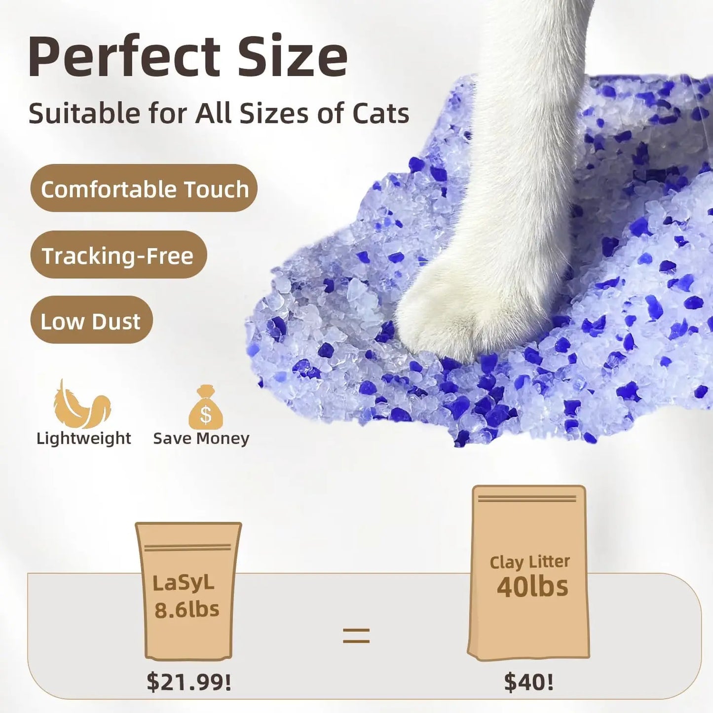 Crystal Cat Litter With Silica Gel Long Lasting Odor Control Safe For Pets