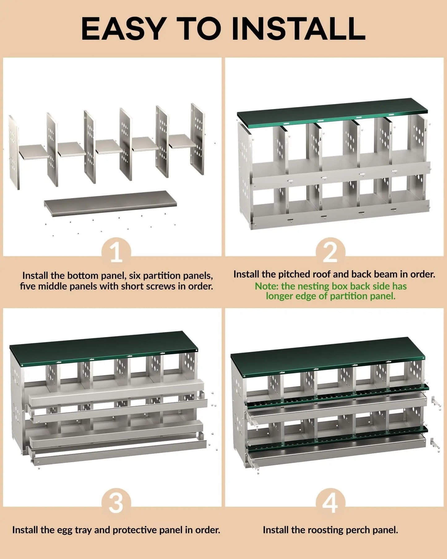 Galvanized Steel 2 Layer Chicken Nesting Boxes With Vent