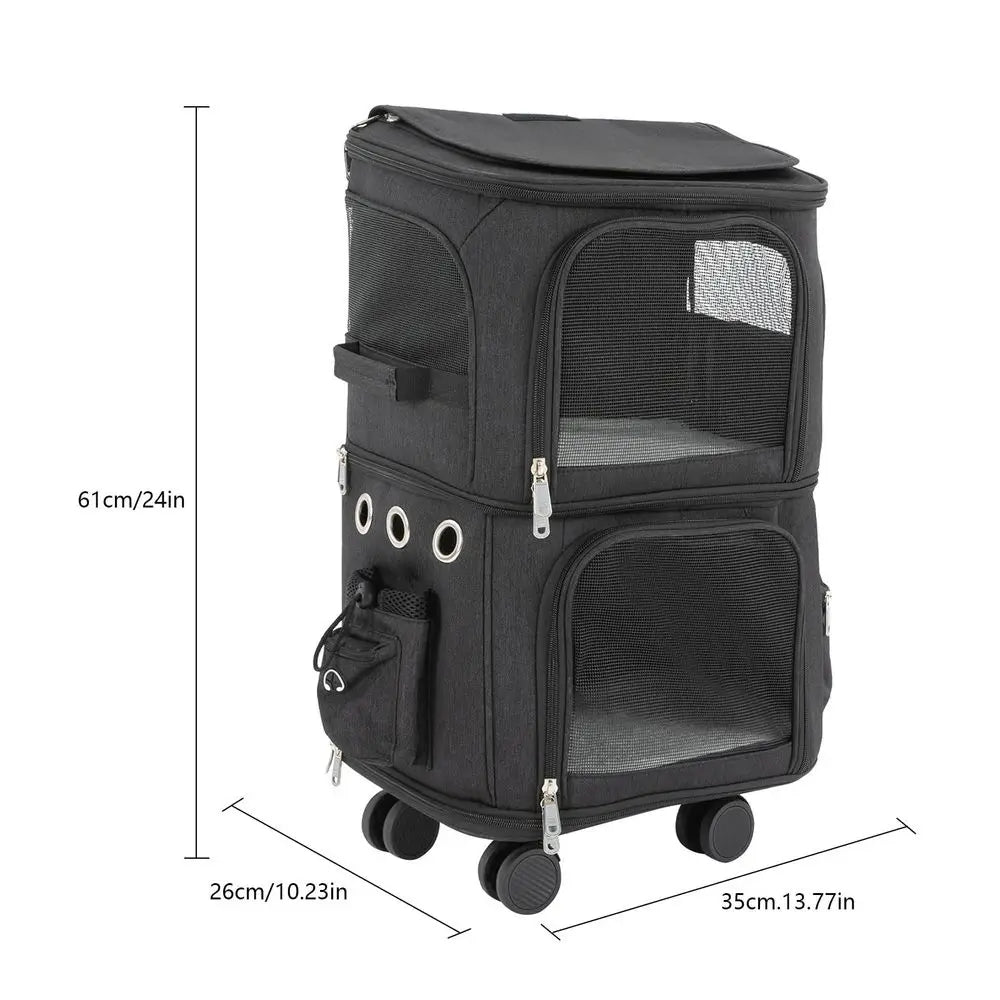 Pet Carrier Trolley Bag with Wheels for Small Cats and Dogs, Perfect for Traveling Taking a Walk Trips to The Vet, for Up to 22