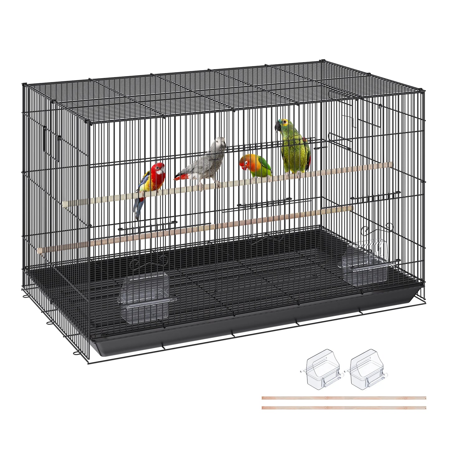 SucceBuy Pet Bird Cage With Rolling Stand Tray For Cockatiels
