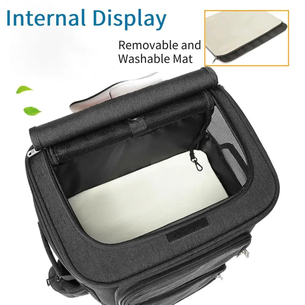 Pet Carrier Trolley Bag with Wheels for Small Cats and Dogs, Perfect for Traveling Taking a Walk Trips to The Vet, for Up to 22
