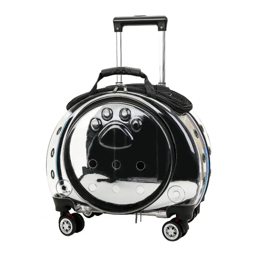 Pet Trolley Carrier For Cats And Dogs With Clear Ventilation And Silent Wheels
