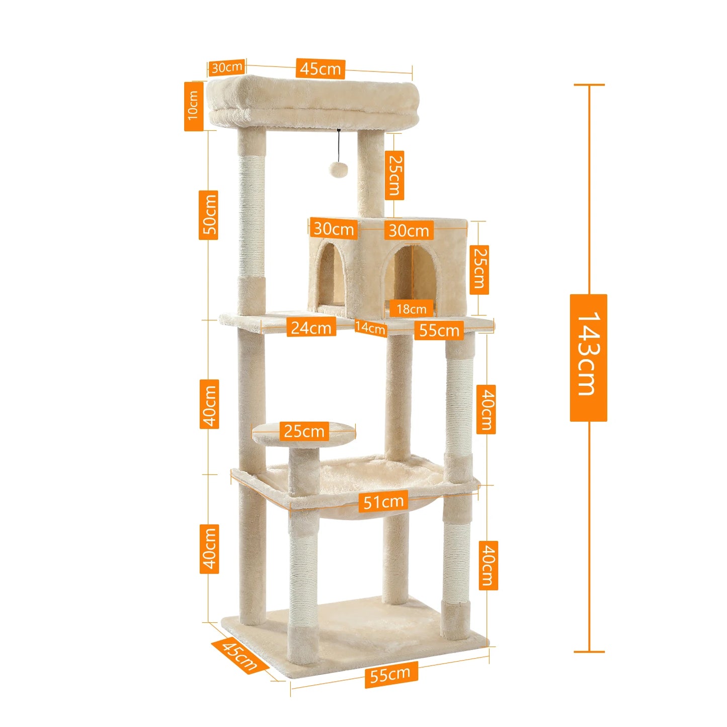 PAWZ Road Five Level Cat Tree With Scratching Posts