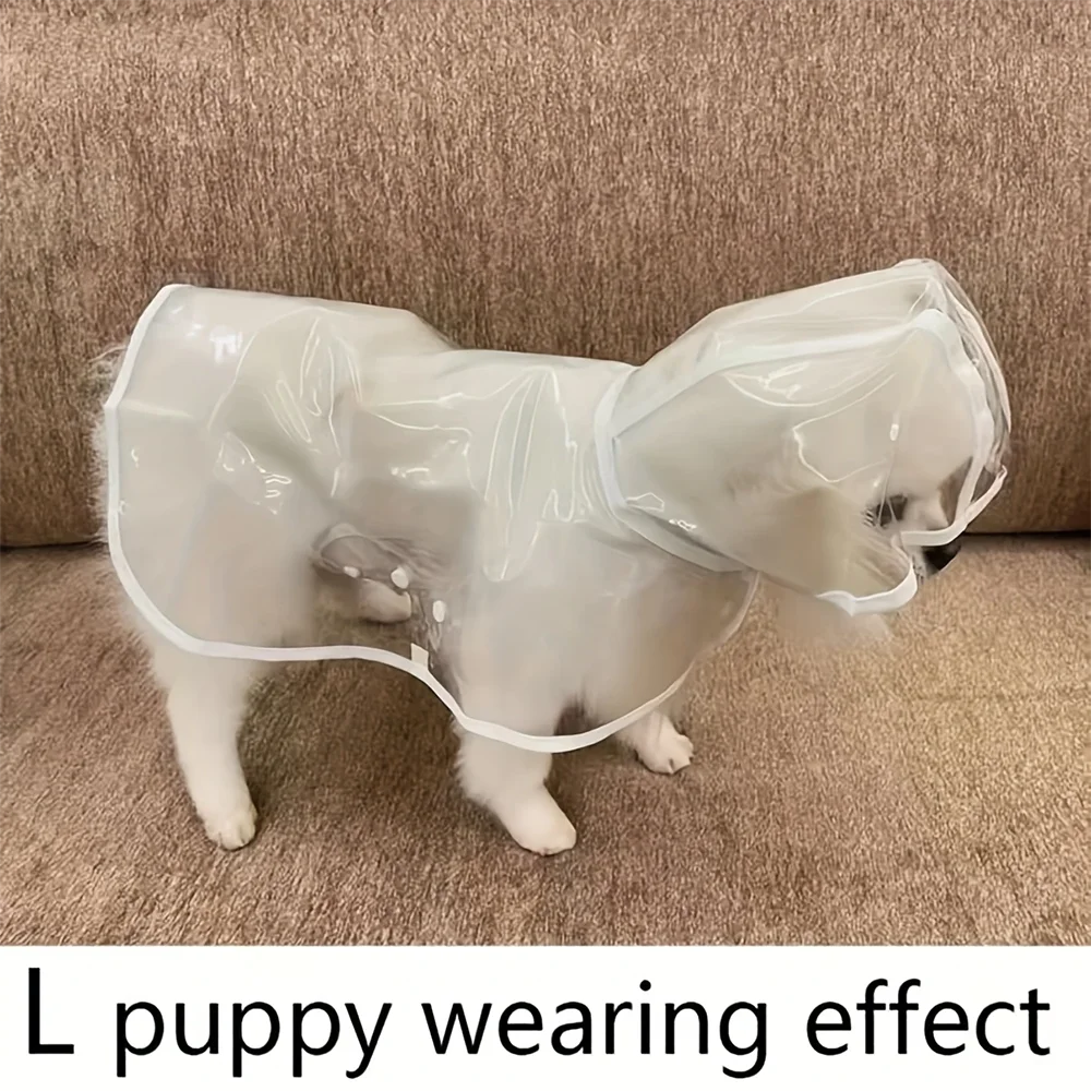 Transparent Water Resistant Dog Raincoat With Adjustable Belly Strap