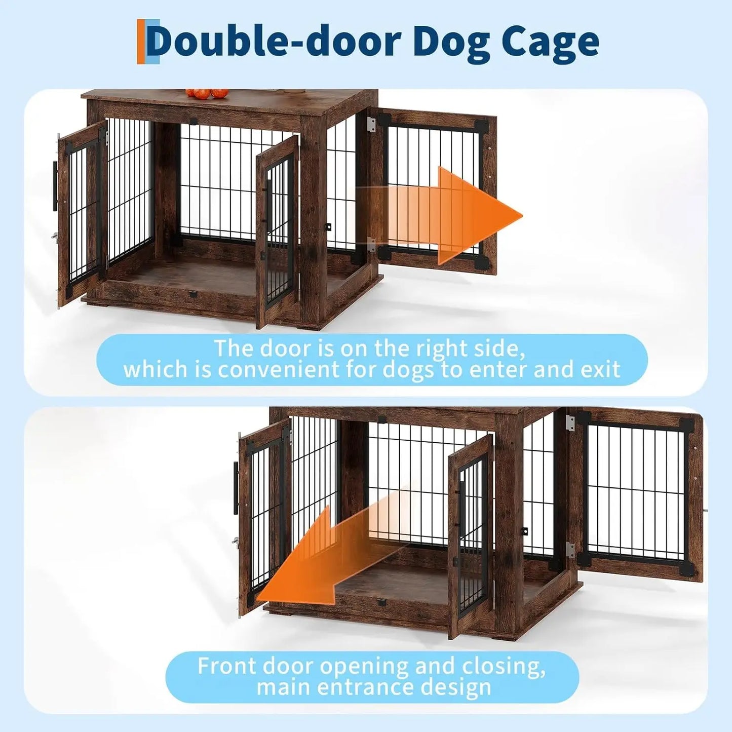 HiMISS Double-Door Pet Crate Furniture Kennel End Table For Dogs