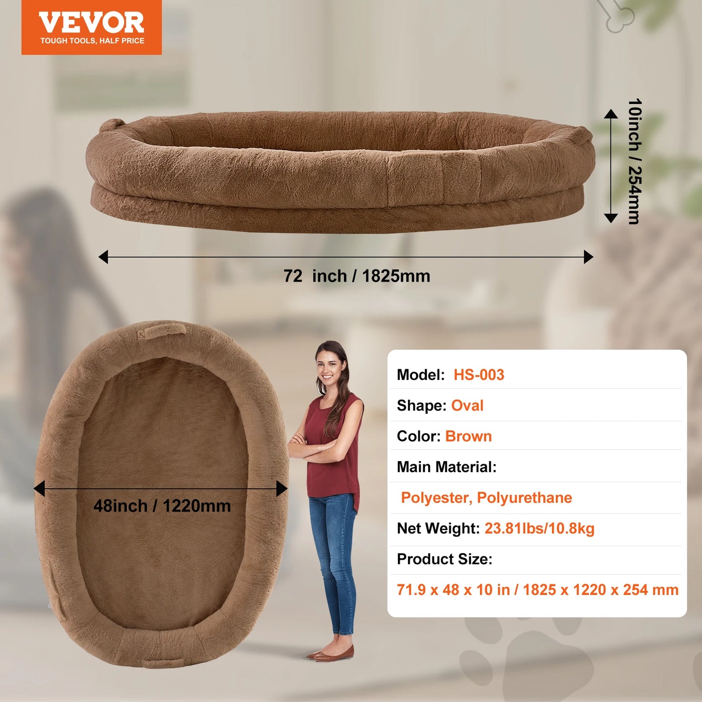 SucceBuy Human Dog Bed With Orthopedic Foam